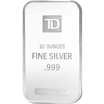 A picture of a 10 oz. TD Silver Bar
